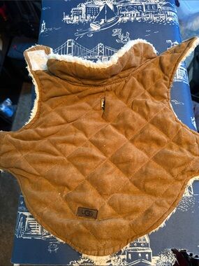 UGG Tan Quilted Sherpa-Trim Dog Vest
